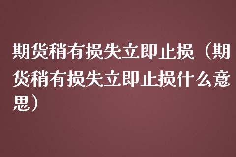 期货稍有损失立即止损（期货稍有损失立即止损什么意思）_https://www.zcsm.com.cn_期货交易_第1张
