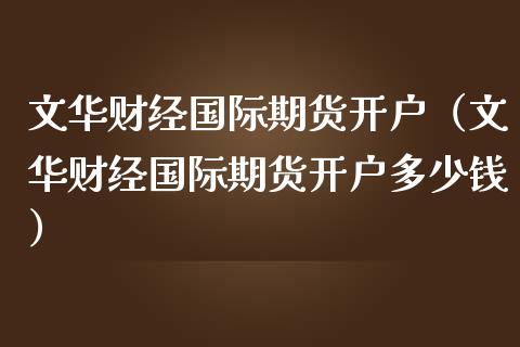 文华财经国际期货开户（文华财经国际期货开户多少钱）_https://www.zcsm.com.cn_期货培训_第1张