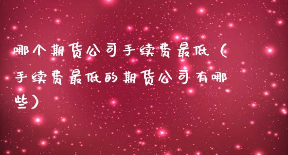 哪个期货公司手续费最低（手续费最低的期货公司有哪些）_https://www.zcsm.com.cn_期货百科_第1张