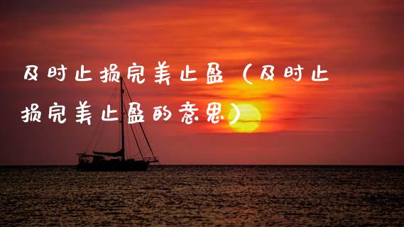 及时止损完美止盈（及时止损完美止盈的意思）_https://www.zcsm.com.cn_期货交易_第1张