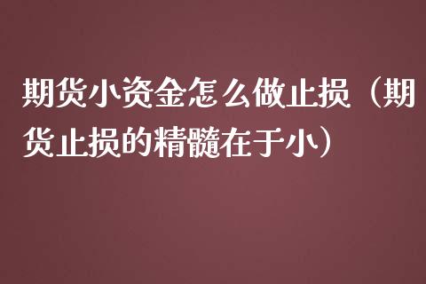 期货小资金怎么做止损（期货止损的精髓在于小）_https://www.zcsm.com.cn_期货交易_第1张