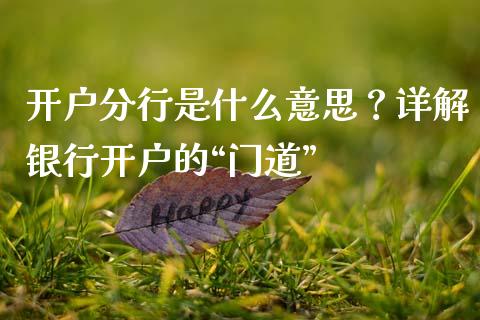 开户分行是什么意思？详解银行开户的“门道”_https://www.zcsm.com.cn_原油期货_第1张