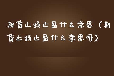 期货止损止盈什么意思（期货止损止盈什么意思呀）_https://www.zcsm.com.cn_期货交易_第1张