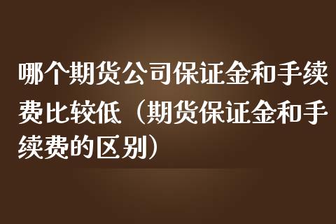 哪个期货公司保证金和手续费比较低（期货保证金和手续费的区别）_https://www.zcsm.com.cn_期货百科_第1张