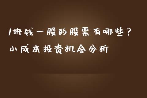1块钱一股的股票有哪些？小成本投资机会分析_https://www.zcsm.com.cn_期货培训_第1张
