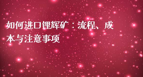 如何进口锂辉矿：流程、成本与注意事项_https://www.zcsm.com.cn_期货培训_第1张
