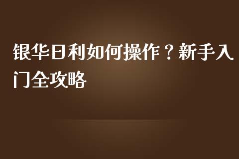 银华日利如何操作？新手入门全攻略_https://www.zcsm.com.cn_期货行情_第1张