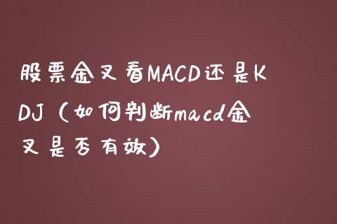 股票金叉看MACD还是KDJ（如何判断macd金叉是否有效）_https://www.zcsm.com.cn_期货培训_第1张