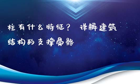柱有什么特征？ 详解建筑结构的支撑骨骼_https://www.zcsm.com.cn_期货行情_第1张