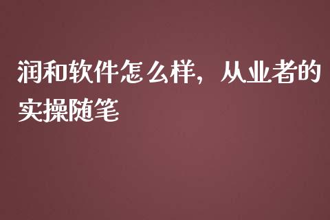 润和软件怎么样，从业者的实操随笔_https://www.zcsm.com.cn_期货交易_第1张