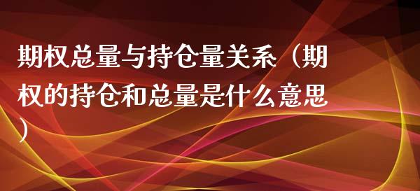 期权总量与持仓量关系（期权的持仓和总量是什么意思）_https://www.zcsm.com.cn_期货交易_第1张