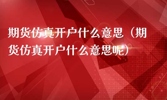 期货仿真开户什么意思（期货仿真开户什么意思呢）_https://www.zcsm.com.cn_期货培训_第1张