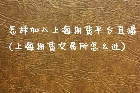 怎样加入上海期货平台直播(上海期货交易所怎么进)_https://www.zcsm.com.cn_期货百科_第1张