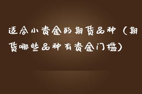 适合小资金的期货品种（期货哪些品种有资金门槛）_https://www.zcsm.com.cn_期货喊单_第1张