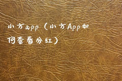 小方app（小方App如何查看分红）_https://www.zcsm.com.cn_原油期货_第1张