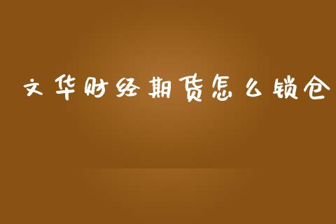 文华财经期货怎么锁仓_https://www.zcsm.com.cn_期货培训_第1张