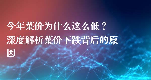 今年菜价为什么这么低？ 深度解析菜价下跌背后的原因_https://www.zcsm.com.cn_期货培训_第1张