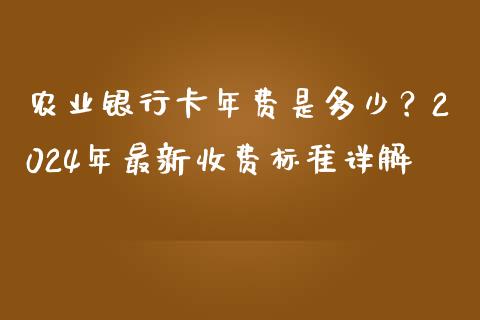 农业银行卡年费是多少？2024年最新收费标准详解_https://www.zcsm.com.cn_期货百科_第1张