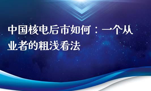 中国核电后市如何：一个从业者的粗浅看法_https://www.zcsm.com.cn_期货交易_第1张