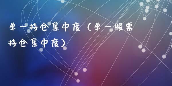 单一持仓集中度（单一股票持仓集中度）_https://www.zcsm.com.cn_期货交易_第1张