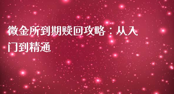 微金所到期赎回攻略：从入门到精通_https://www.zcsm.com.cn_期货喊单_第1张