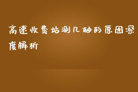 高速收费站测几轴的原因深度解析_https://www.zcsm.com.cn_期货培训_第1张