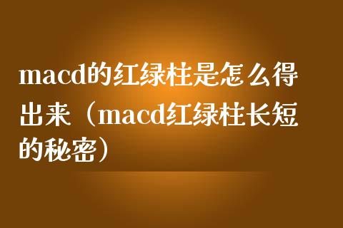 macd的红绿柱是怎么得出来（macd红绿柱长短的秘密）_https://www.zcsm.com.cn_期货培训_第1张