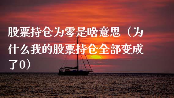 股票持仓为零是啥意思（为什么我的股票持仓全部变成了0）_https://www.zcsm.com.cn_期货交易_第1张