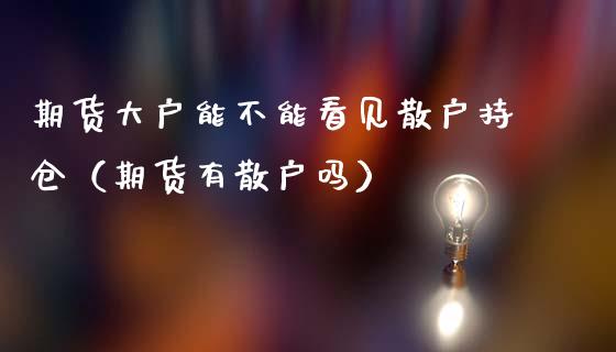 期货大户能不能看见散户持仓（期货有散户吗）_https://www.zcsm.com.cn_期货交易_第1张
