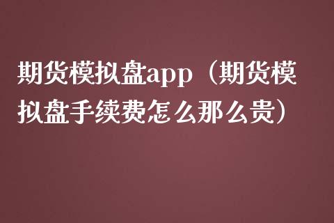 期货模拟盘app（期货模拟盘手续费怎么那么贵）_https://www.zcsm.com.cn_期货交易_第1张