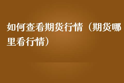 如何查看期货行情（期货哪里看行情）_https://www.zcsm.com.cn_期货行情_第1张