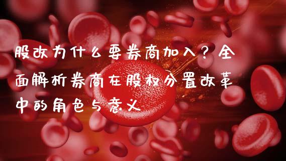 股改为什么要券商加入？全面解析券商在股权分置改革中的角色与意义_https://www.zcsm.com.cn_期货交易_第1张