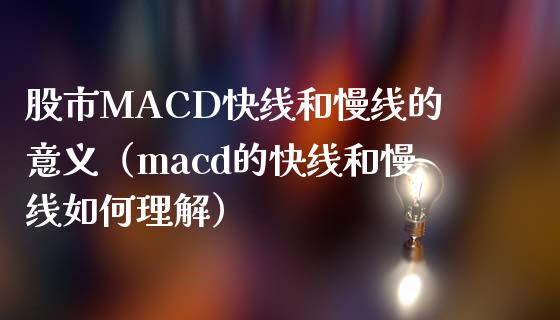 股市MACD快线和慢线的意义（macd的快线和慢线如何理解）_https://www.zcsm.com.cn_期货培训_第1张