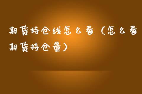 期货持仓线怎么看（怎么看期货持仓量）_https://www.zcsm.com.cn_期货交易_第1张