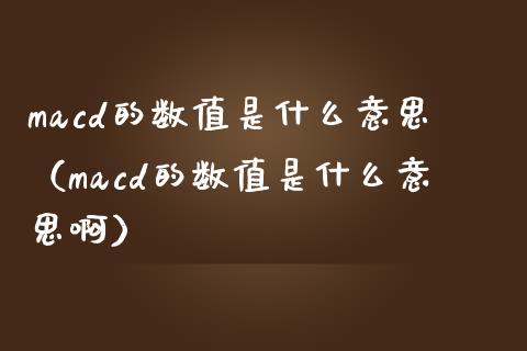 macd的数值是什么意思（macd的数值是什么意思啊）_https://www.zcsm.com.cn_期货培训_第1张