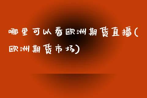 哪里可以看欧洲期货直播(欧洲期货市场)_https://www.zcsm.com.cn_期货百科_第1张