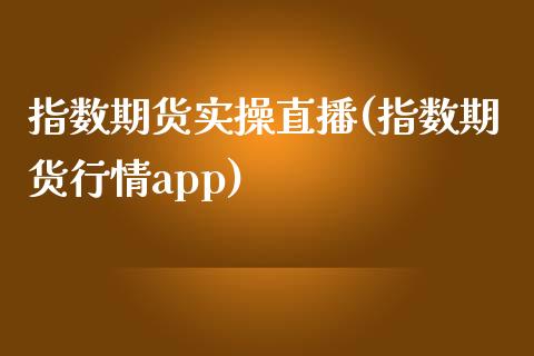 指数期货实操直播(指数期货行情app)_https://www.zcsm.com.cn_期货喊单_第1张