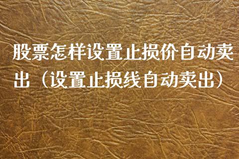 股票怎样设置止损价自动卖出（设置止损线自动卖出）_https://www.zcsm.com.cn_期货交易_第1张