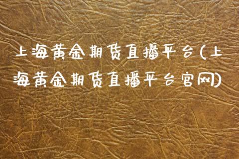 上海黄金期货直播平台(上海黄金期货直播平台官网)_https://www.zcsm.com.cn_期货培训_第1张