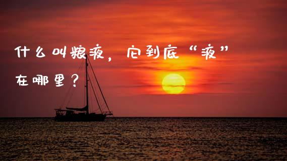 什么叫粮液，它到底“液”在哪里？_https://www.zcsm.com.cn_期货喊单_第1张