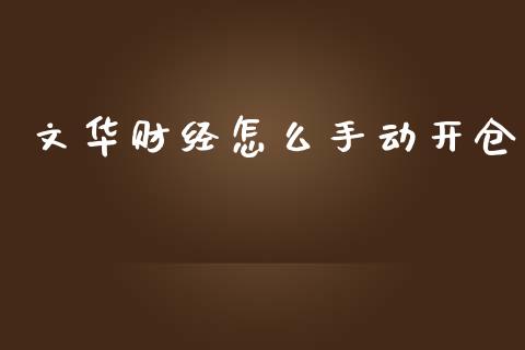 文华财经怎么手动开仓_https://www.zcsm.com.cn_期货百科_第1张