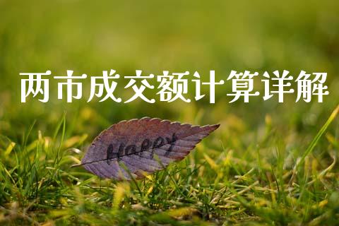 两市成交额计算详解_https://www.zcsm.com.cn_期货百科_第1张