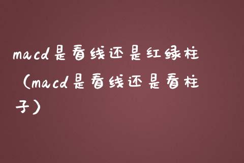 macd是看线还是红绿柱（macd是看线还是看柱子）_https://www.zcsm.com.cn_期货培训_第1张