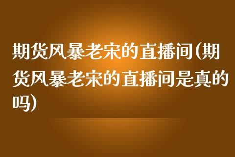 期货风暴老宋的直播间(期货风暴老宋的直播间是真的吗)_https://www.zcsm.com.cn_期货喊单_第1张