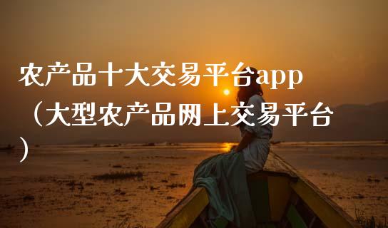 农产品十大交易平台app（大型农产品网上交易平台）_https://www.zcsm.com.cn_期货行情_第1张