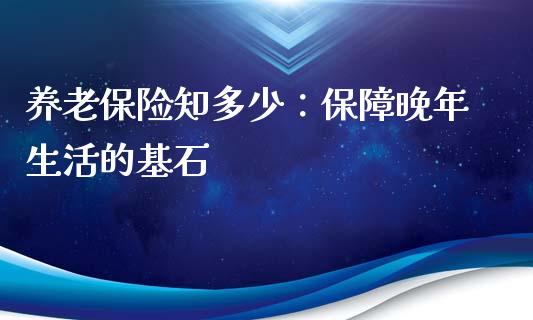 养老保险知多少：保障晚年生活的基石_https://www.zcsm.com.cn_期货交易_第1张
