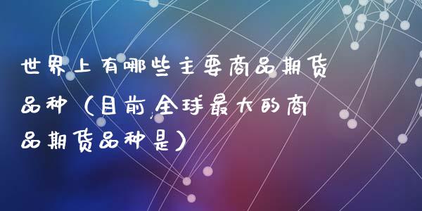 世界上有哪些主要商品期货品种（目前,全球最大的商品期货品种是）_https://www.zcsm.com.cn_期货喊单_第1张