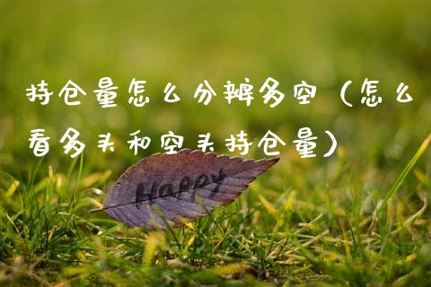 持仓量怎么分辨多空（怎么看多头和空头持仓量）_https://www.zcsm.com.cn_期货交易_第1张
