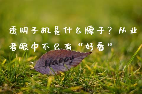 透明手机是什么牌子？从业者眼中不只有“好看”_https://www.zcsm.com.cn_期货培训_第1张