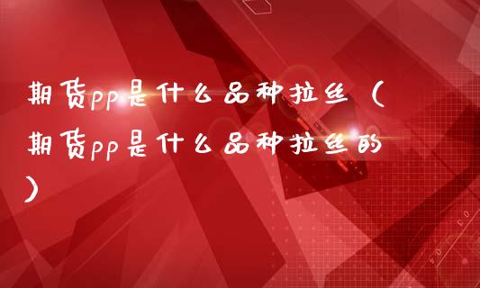 期货pp是什么品种拉丝（期货pp是什么品种拉丝的）_https://www.zcsm.com.cn_期货喊单_第1张